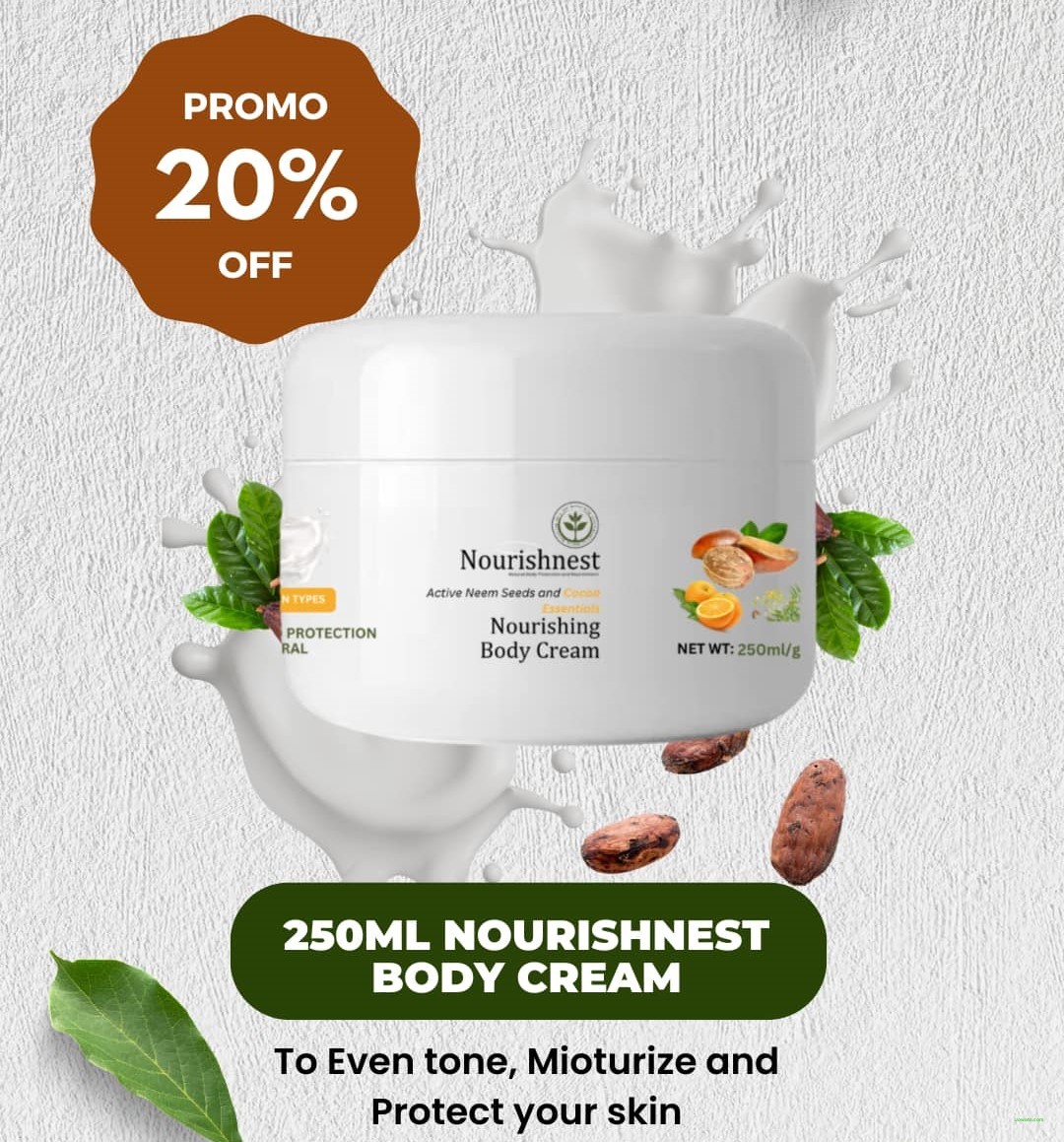 NourishNest Nourishing Body Cream - Shea Butter & Neem Oil Formula